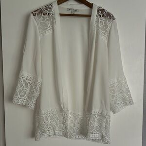 Studio Works Elegant White Lace Coverup Jacket Size Small Beach